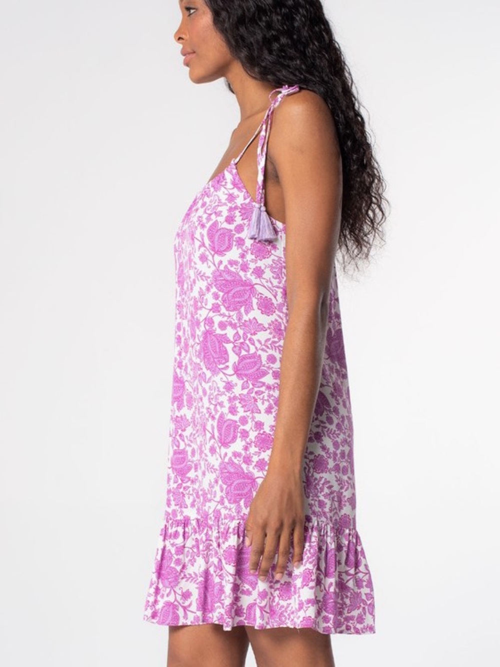 LoveStitch paisley dress lavender Pink Floral Tie-Shoulder Cover-Up mini S/M